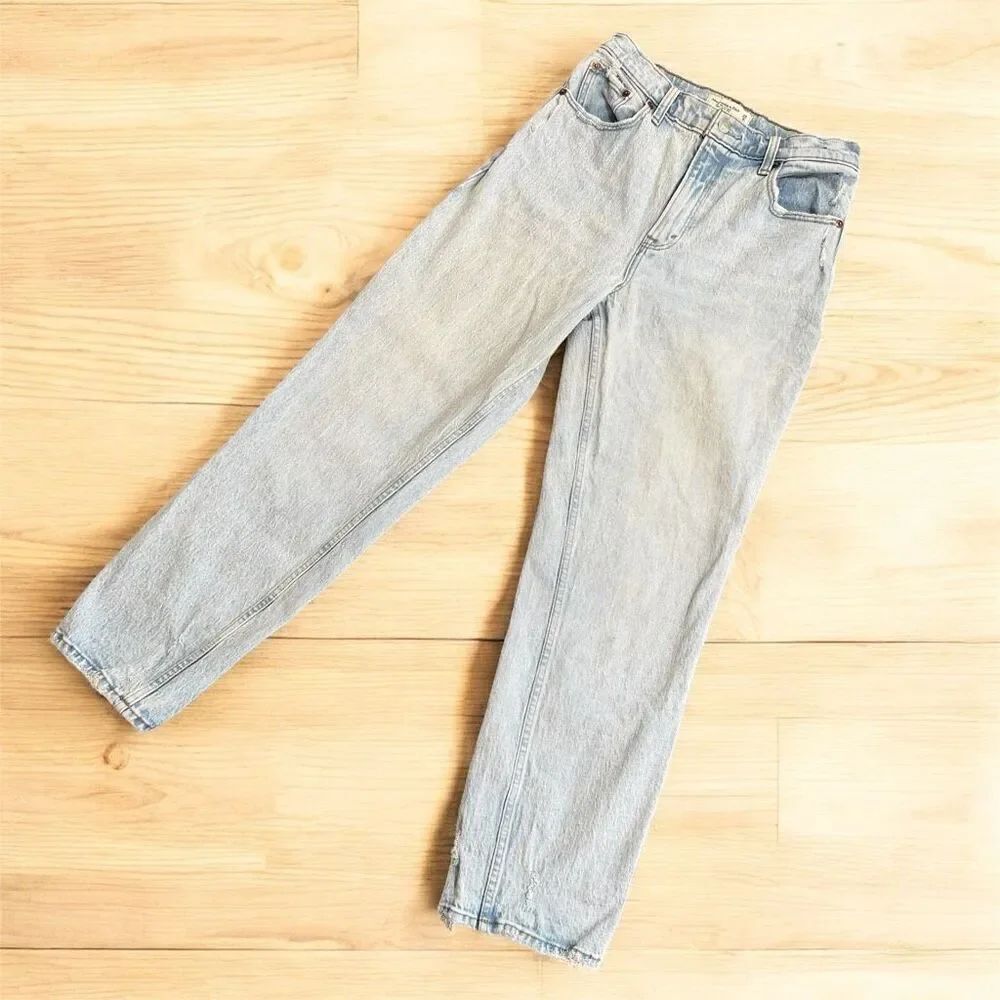 Abercrombie & Fitch The 90s High Straight Jeans Blue 29 High Waisted Curve Love